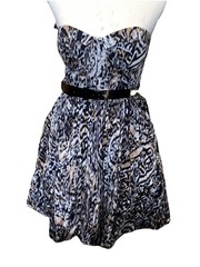Rue 21 Women’s Strapless Attached Black Belt Leopard Print Mini Dress Size Med