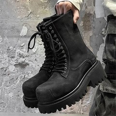 Luxury Designer Thick Sole Shoes Platform Chunky Heels Men Boots Zipper Punk