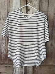 Koolaburra by UGG Women’s S White/Blue Striped Knit Crew Neck Short Sleeve Top