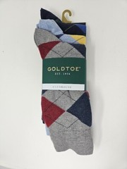 GOLD TOE Men’s 3 pack Carlyle Argyle Crew Fashion Dress Socks, socks size 10-13