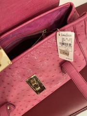 Gucci Ostrich Bullet Bamboo Gold Hardware Turn Lock Closure with Tag