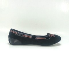 Skechers Womens 6.5 Black Perforated Leather And Synthetic Upper Slip On Flats