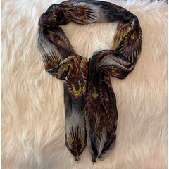 Lot of 3 Women’s Fashion Scarves Purple Houndstooth Floral Paisley Shawl Wrap
