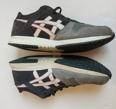 ASICS Men’s Lyte Classic Shoes Grey Cream Sneakers Suede Mesh Lace Up Size