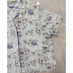 Erika II & Co Womens 3X Tropical Hawaiian Shirt Sage Green Cotton Rayon Blend 79