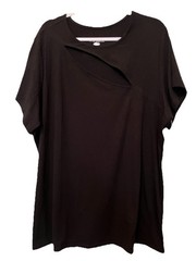 Torrid Super Soft Rib Knit Crew Neck Cut Out Black T-Shirt Plus Size 5 (28) NWT