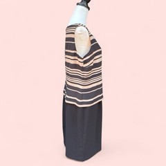 Studio I 3-Piece Set Professional Size 12 Black Beige Stripes Dress Coat Pants