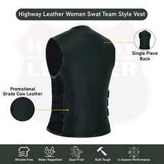 Women SWAT Bullet Proof style Leather Motorcycle Vest Bikers Club #HL14200