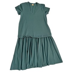 Free People Herron Maxi Dress Small Cottton Drop Waist Tiered Green Teal Boho