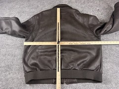 Claiborne Jacket Mens Large Brown Leather Bomber Flight Coat Sherpa Outerwear