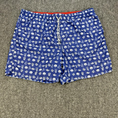 Newport Blue Men’s Swim Trunks 2XL Blue Fish Coral Print Mesh Lined Shorts