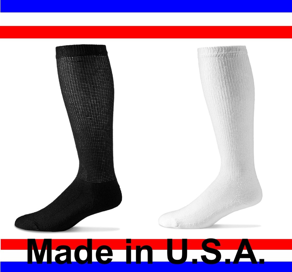 6 Pair Men’s Women Over The Calf Cushioned Diabetic Socks Sizes 9-11 10-13 13-15