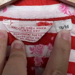 VTG Women’s Red & White Striped Blouse W/ Pink Floral Pattern Size 13/14