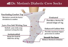 Women Comfort Non-Binding Half-Cushion Crew Diabetic Socks Dr Motion (2 pack)