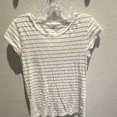Universal Thread White Beige Striped Crew Neck Short Sleeve T-Shirt S