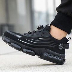 Men Steel Toe Cap Work Safety Shoes Rotating Button Comfort Breathable Sneakers