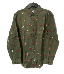 Lands End Mens Flannel Shirt Green w/Fox S, M, L, XL, New-no tag, FREE SHIP