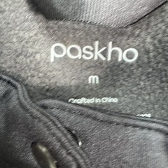 Paskho Full Zip Jacket Mens Medium Black Mock Neck Techwear Fleece Lined Solid