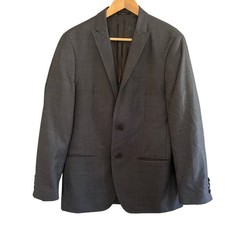 John Varvatos USA Suit Jacket Blazer 38R Wool Polka Dot Black Gray Half Lined