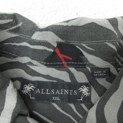 All Saints Shirt Mens Large Grey Tiger Stripes Lazaro Leaves Viscose Hawaiian