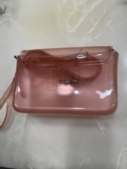 Coach Pink Jelly Crossbody Wristlet, Detachable Strap, Push Lock, Silver