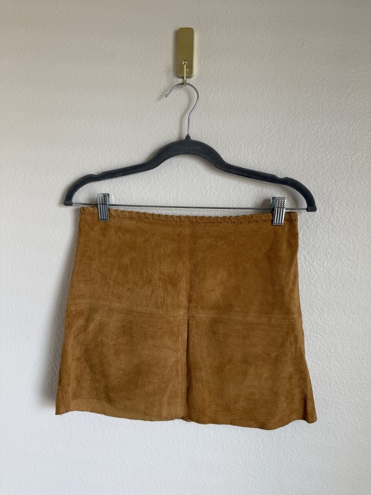 Forever 21 Skirt Womens Small Brown 100% Leather Suede Mini Festival Coachella