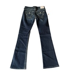 True Religion Disco Becky Big T Flare Jeans Dark Wash Crystal Embellished 26