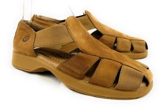 Earth Shoe Horizon Tan Leather Stretch Slip Fishermen Sandals Women’s 7