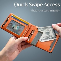 Men’s Slim PopUp Bifold Carbon Fiber Wallet, RFID Blocking, Money Clip, Men Gift