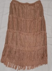 Anthropologie 8 Maeve Pink Fringe Tasseled Tiered Midi Skirt Boho Deco Western