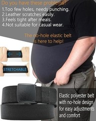 Men’s Adjustable Tactical Belt, TSA Approved Metal-Free Elastic Stretch Belt