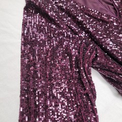 Plus Size 22W Purple Sequin Evening Gown Formal Maxi Dress V-Neck Elegant