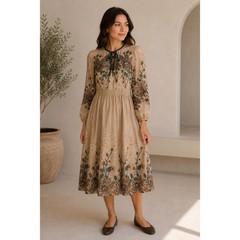 Vintage 70s Jerell of Texas Midi Dress Womens 5 Floral Boho 70s Smocked Waist