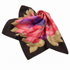 NWT Eton Satin Black Pink Purple Floral Print Silk Pocket Square Italy 13″