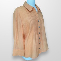 Coldwater Creek Womens P XL Bouse Button Up Long Sleeve Shirt Top Pleated