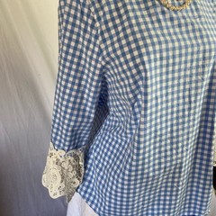 Liz Claiborne plaid & Lace blouse