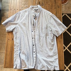 Club Room Men’s Blue/White Geometric Woven SS Button-Up Point Collar XL