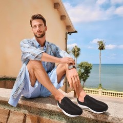 Mens Wide Slip On Mule Shoes Comfortable Closed-Toe Clogs Walking Sneaker Shoes