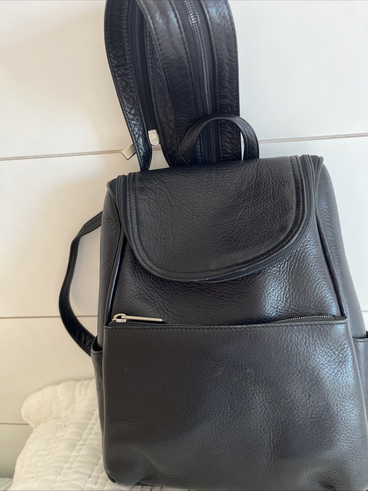 Wilson’s Leather Black Mini Backpack Genuine Leather MultiPocket Compact Travel