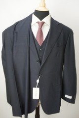 Pal Zileri Navy Blue Silk Blend 3 Pc Suit Jacket Pants Vest Sz 44R Brand New