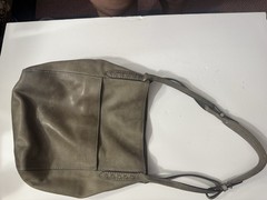 Frye Gray Solid Shoulder Bag Zip Closure Lined Stitching Accents