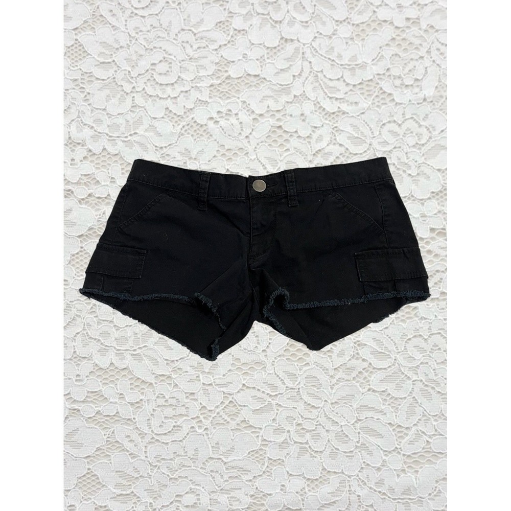 vintage black mudd low rise cargo mini shorts