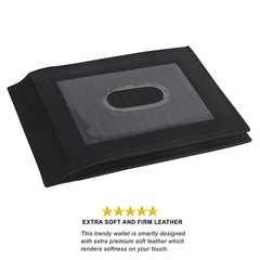 Leatherboss Genuine Leather Outside ID Slot Credit Card Men Bifold Wallet, Black