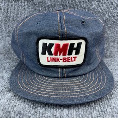Vintage Louisville Mfg Co KMH Link-Belt Denim Snapback Hat Made in USA Blue