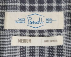 Purnell Santa Barbara Work Wear Mens Gray Plaid Long Sleeve Shirt M NWT