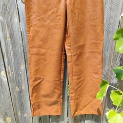 Cotton On Womens Faux Leather Wide Leg Pants Size 6 Cognac Brown High Rise
