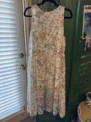 FRYE Ivory Floral Maxi Dress Pockets Lined Round Neck Sleeveless L