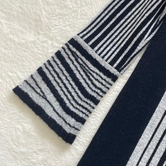 Mame Kurogouchi Multi Stripe Jacquard Knit Dress High Neck Black White Auth