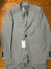 NWT! Mens Reiss Relief Slim Fit Single Button Peak Lapel 3-Piece Suit 38R 32W