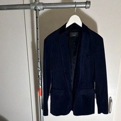 ZARA MAN Blue Solid Polyester Notch Lapel Blazer Jacket Men’s Size 38